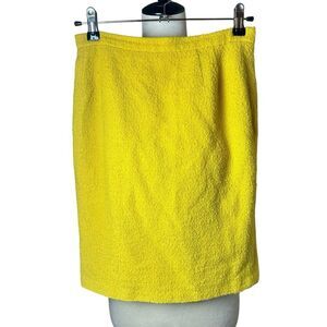 Max Mara Y2K Made In Italy Goldenrod Yellow Nubby Wool Blend Lined Mini Skirt